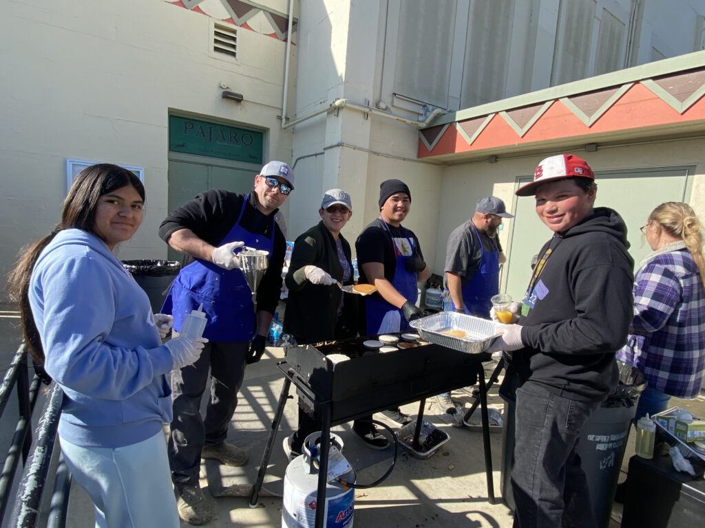 Volunteers cooking breakfast for flood survivors in Pajaro, California